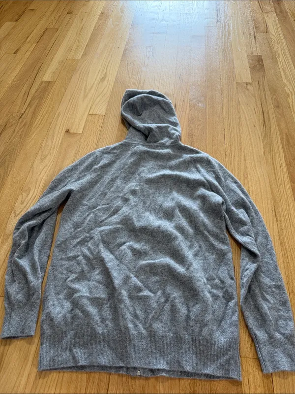 Quince Mongolian Cashmere Full-Zip Hoodie Heather Gray Sz S - Image 8