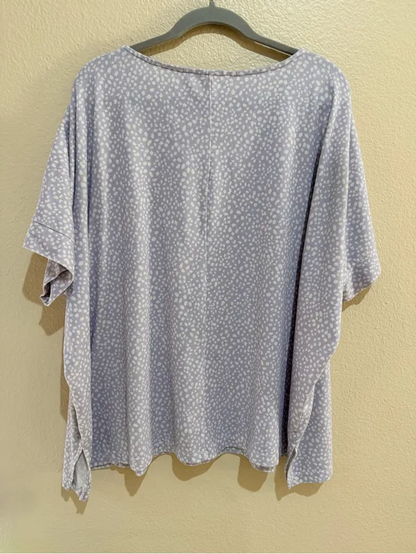ODDI Women’s M/L Lavender White Abstract Print Oversized Dolman Top - Image 4