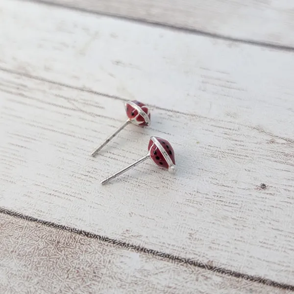 Vintage Stud Earrings Small & Dainty Ladybird/Ladybug - Image 5
