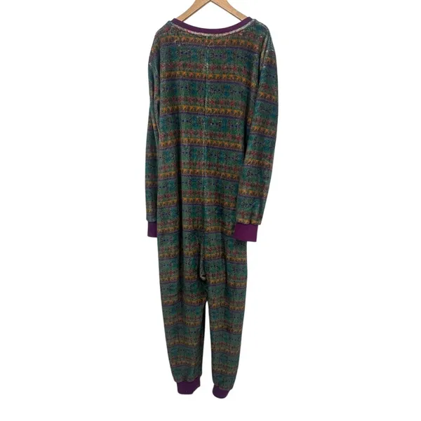 Natural Life Pajamas One Piece‎ Fleece Union Suit Womens Sz Large XL Purple Boho - Image 5