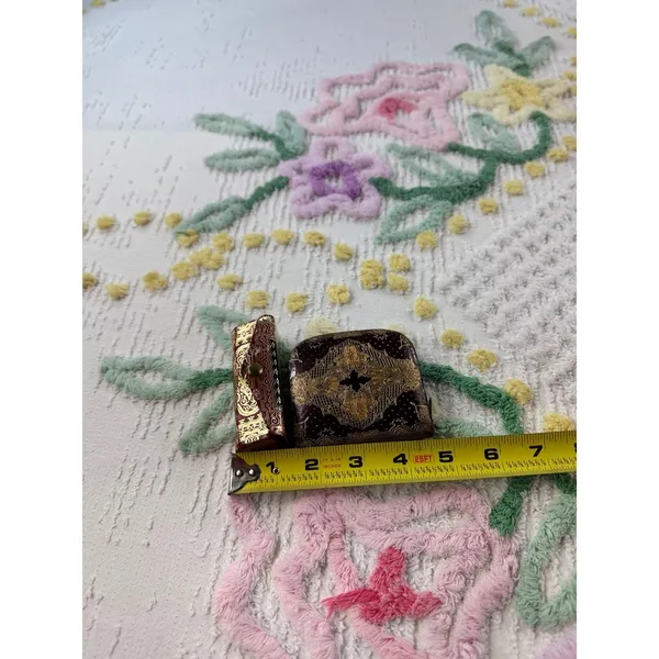 Vintage‎ Italian Coin Purse Lipstick Holder Set Ornate Gold Red - Image 11