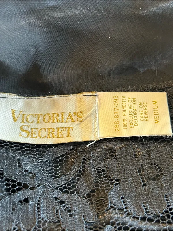 Victoria’s Secret gold label black floral lace bodice satin skirt rosette size M - Image 8