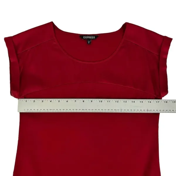 Express Dark Red Short Sleeve Dressy Blouse‎ Top Size XS - Image 4