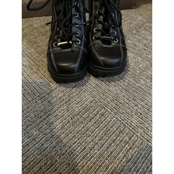 Milwaukee Boots Black Leather Women's Size 6.5C Motorcycle Biker Lace Up Heel - Image 6