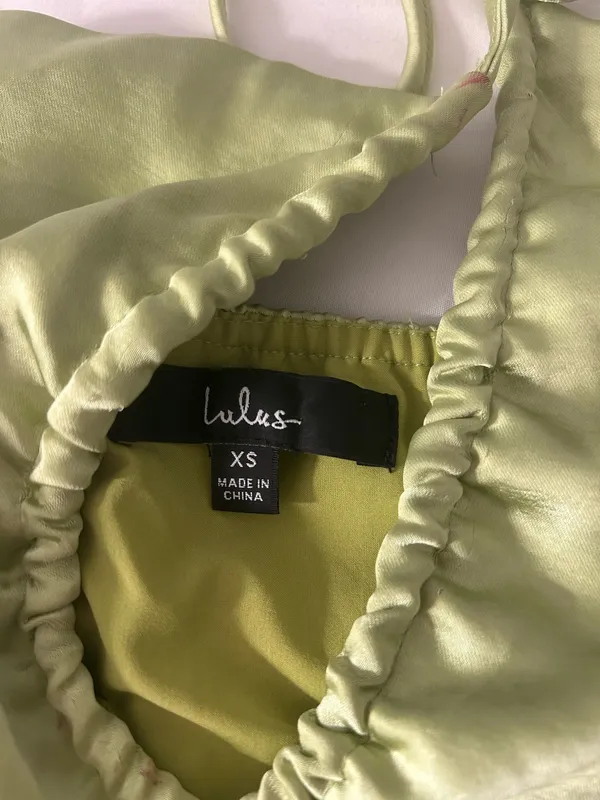 Lulus Green Satin Cutout Halter Dress - Image 4