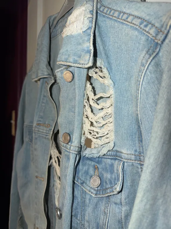 Boom boom jeans extremely distressed oversized jean jacket - Image 3