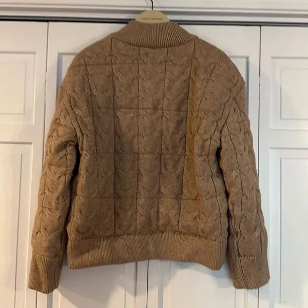 Joie tan puffer cableknit bomber style jacket M - Image 8
