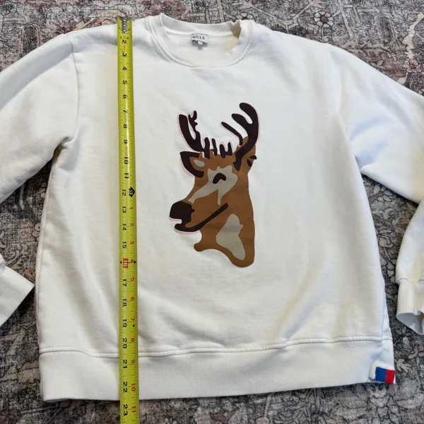 KULE The Buck‎ White Deer Graphic Crewneck Sweatshirt Women's Size Small - Image 8