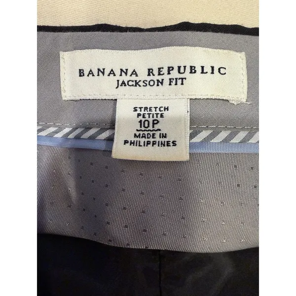 Banana Republic Stretch Jackson Fit Trouser Pants Black Career Work 10 Petite - Image 5
