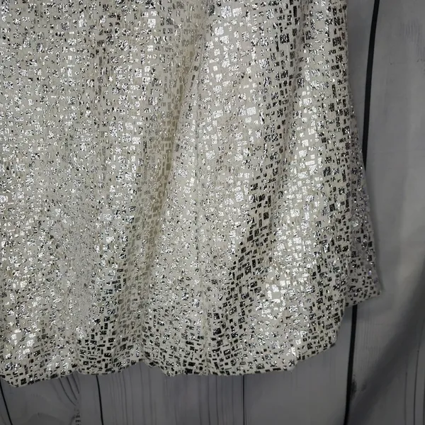 Vintage Jessica McClintock White and Silver Strapless Mini Cocktail Party Dress - Image 3