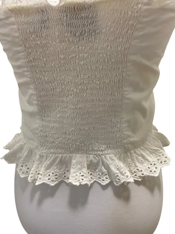 Reclaimed Vintage Strapless Cottagecore Top White Size 6 Fairy Romantic Milkmaid - Image 12