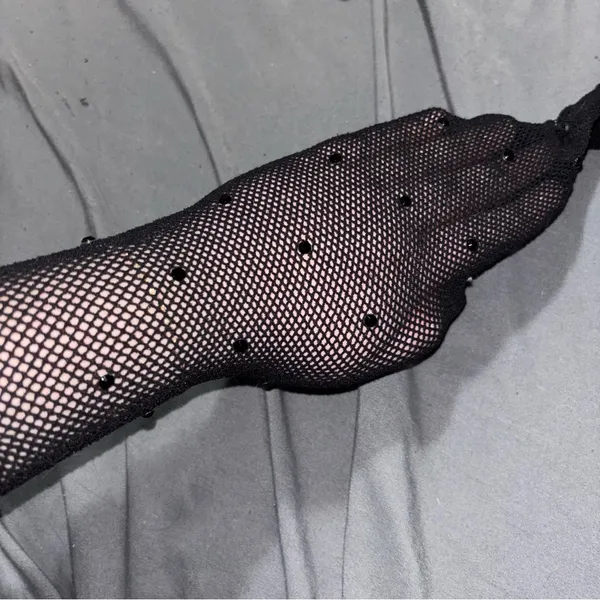 Kate Spade Elegant Black Rhinestone Fishnets - Image 3