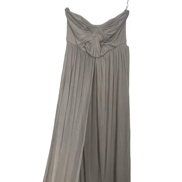 David's Bridal One Shoulder Strap Beige Maxi Dress Size 4 - Image 9