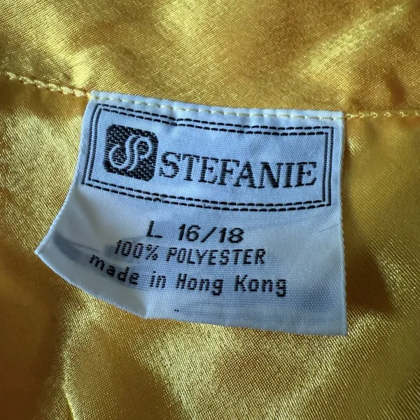 Vintage Stefanie Lingerie Slip‎ Dress L Chemise Button Golden Yellow Hong Kong - Image 10