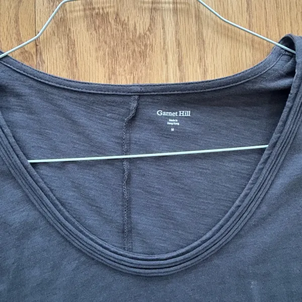 Garnet Hill Dress Medium Gray A-Line 3/4 Sleeve Scoop‎ Neck Trapeze Hong Kong - Image 6
