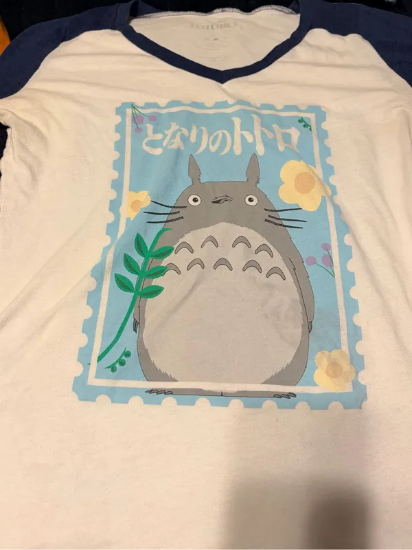 White & Navy My Neighbor Totoro Graphic Raglan Tee - Image 3