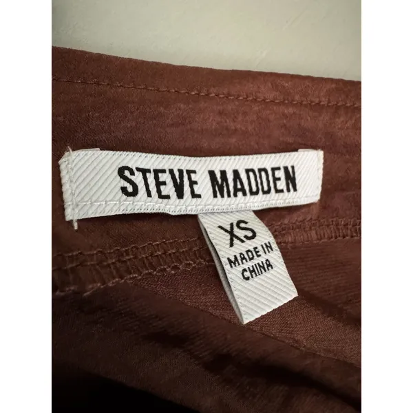 Steve Madden Chocolate Brown Satin Shark Bite Hem Dress Size XS - Image 6