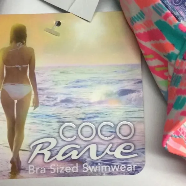 NWT Coco Rave 36B/C halter push-up bikini top bright ruched‎ hot pink orange - Image 9