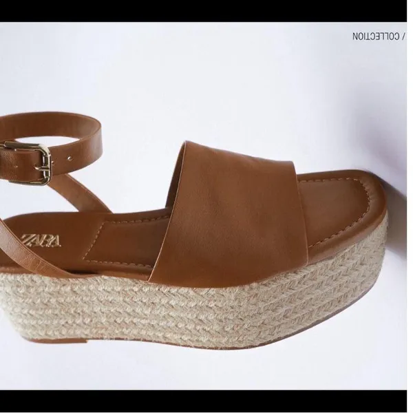 ZARA PLATFORM WEDGE LEATHER SANDALS - Image 5
