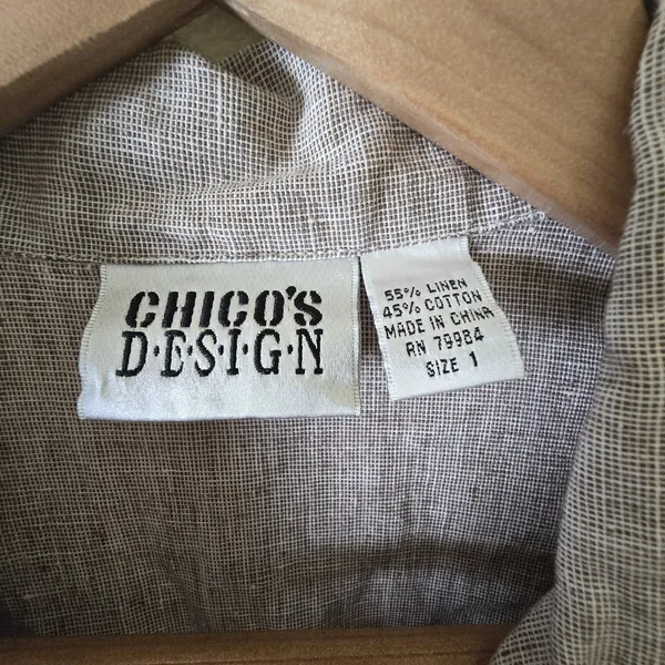 Chico's Design Linen Cotton Chore Jacket Womens Size 1 Brown Long Sleeve Utility - Image 2