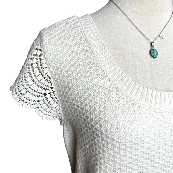 Lane‎ Bryant Birch Cream Crochet Knit Midi Dress Plus 22/24 Boho Chic Minimalist - Image 2