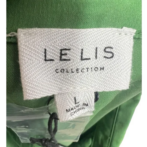 NWT Le Lis‎ Button Down Long Sleeve Blouse Top Kelly Green L - Image 3