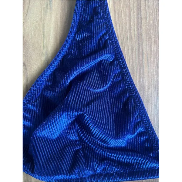 Free People Intimately Sapphire Bralette Ribbed Velvet Blue Triangle Bra L - Image 4