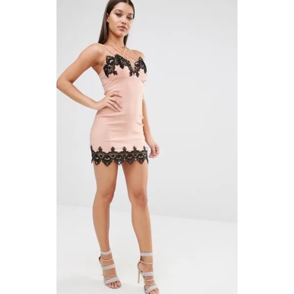 Rare London Lace Trim Cross Front Dress - Image 3