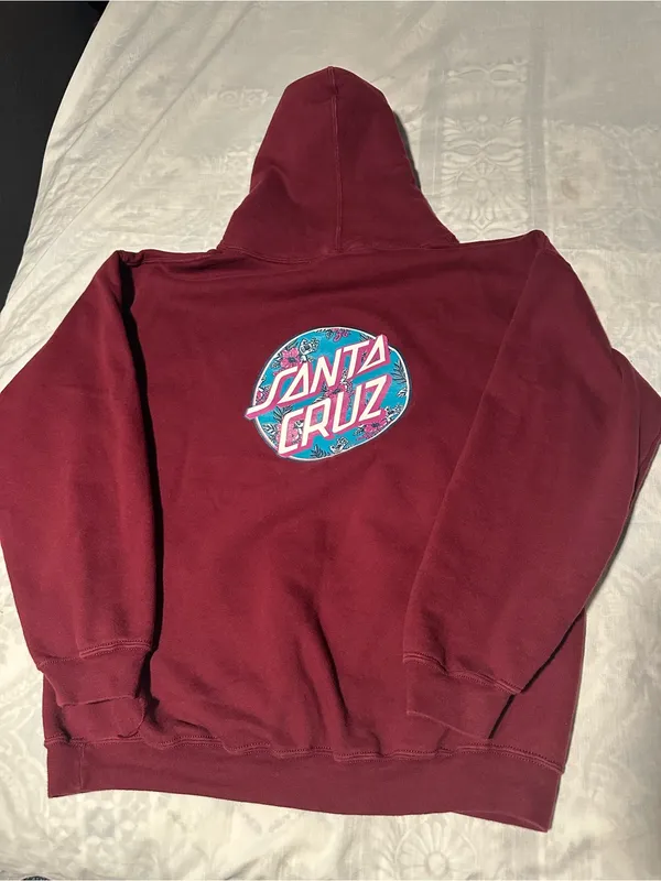 Santa Cruz Skateboards Burgundy Crewneck Hoodie with Logo Patch - Image 2