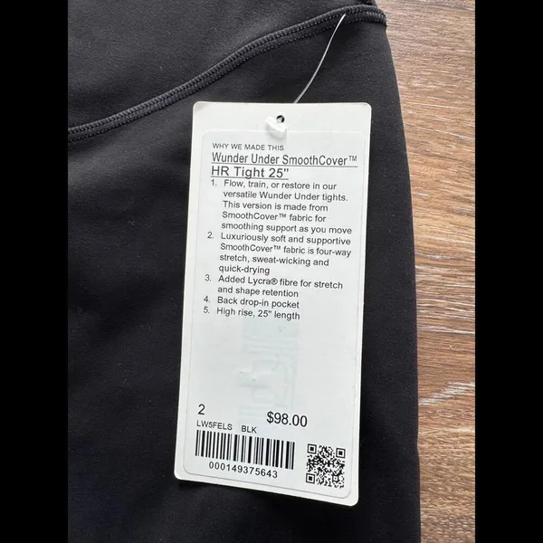 Lululemon Wunder Under SmoothCover High Rise 25” Black Size 2 NWT - Image 4