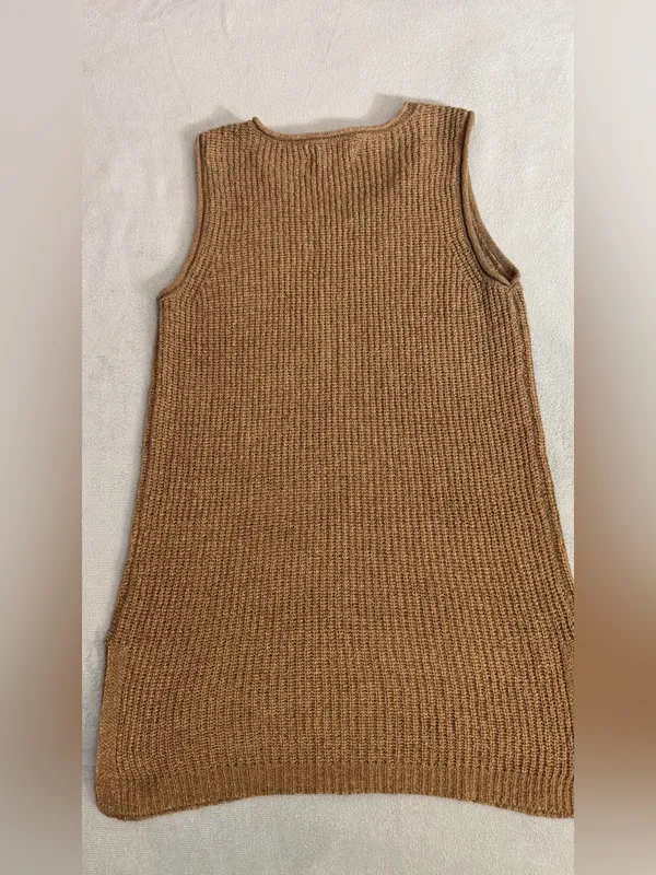 Marled Camel Brown Ribbed Knit Tank Top - Image 2