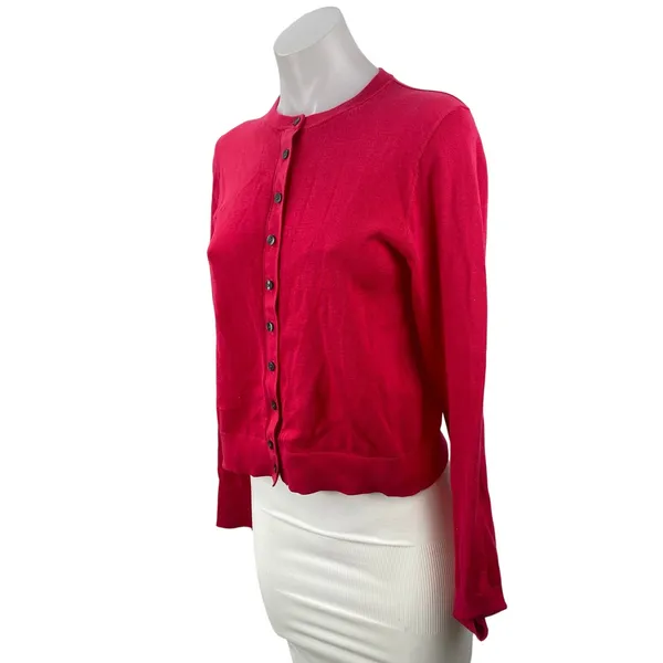 Madewell Women's Pink Crew Neck Long Sleeve Button Down Cardigan Sweater Top XS - Image 3
