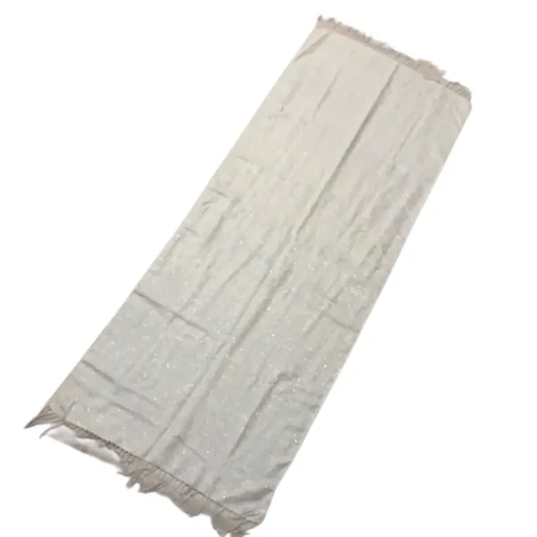 RSVP Sparkly Cream Scarf with Fringe Winter Holiday Gold Sparkles - Image 4