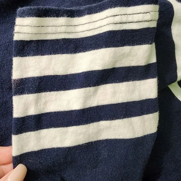 J. Crew Striped Top 3/4‎ Sleeve Boat Neck Pink Accent Casual Tee Shirt Medium - Image 8