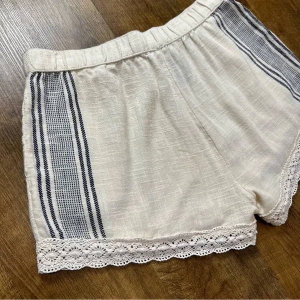 NWT Aerie Cotton Linen Stripe Lace Shorts Sz Medium Tie Waist - Image 7