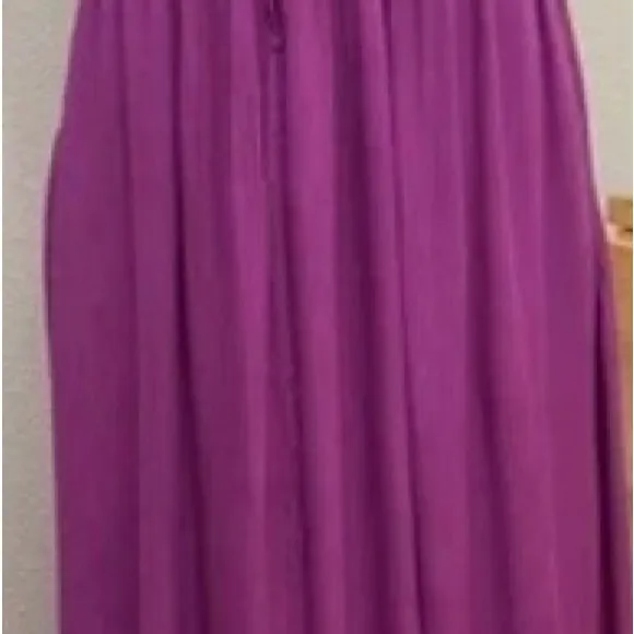 Shinestar Womens Halter Maxi Dress XL Bright Purple Boho Lace Trim Open Back - Image 2