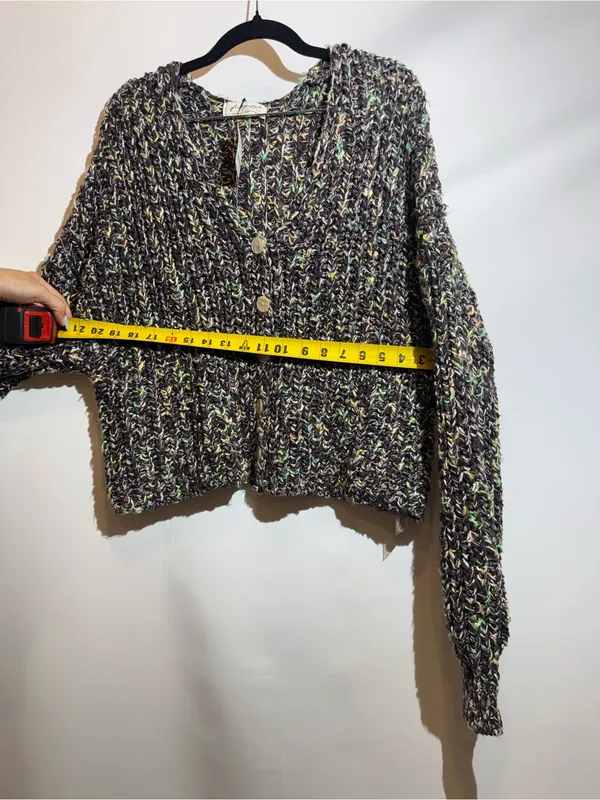 NWT Free People Multicolor Speckled Chunky Button Flea Market Cardigan Size M - Image 7