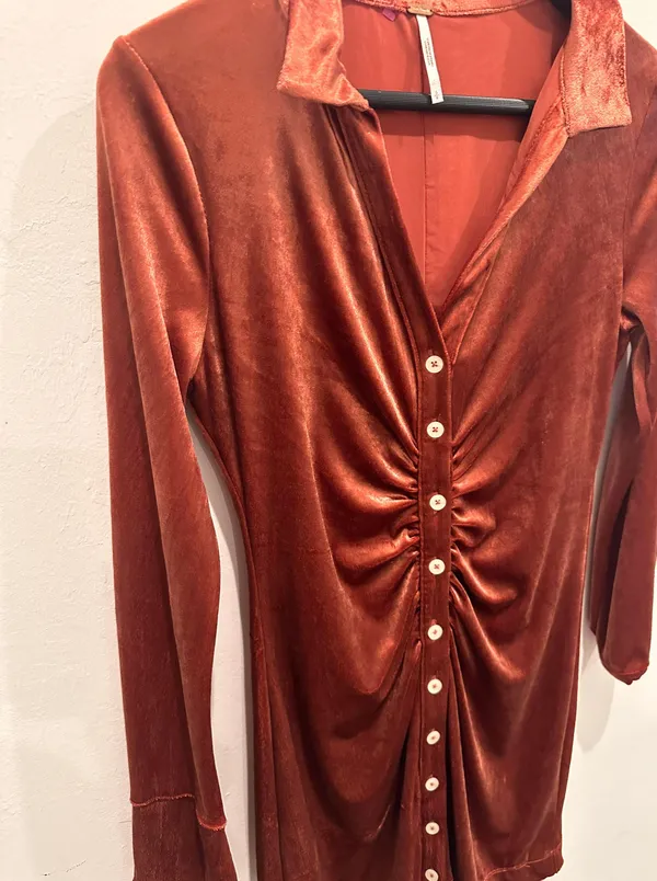 Shayla Velour Mini Dress In Copper Sz S - Image 5