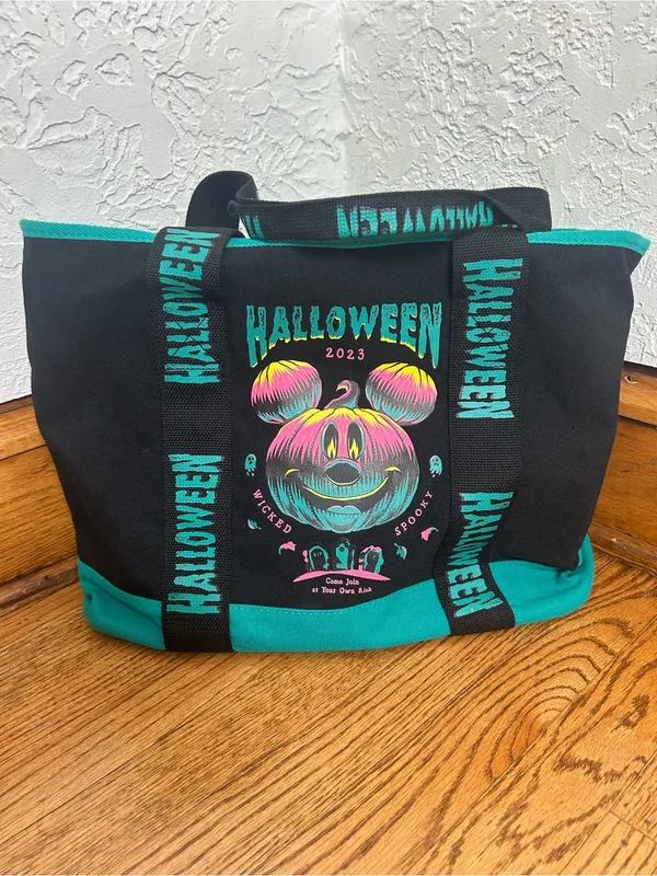DISNEY PARKS 2023 Mickey Mouse Glow In The Dark Canvas Tote Bag - Image 5