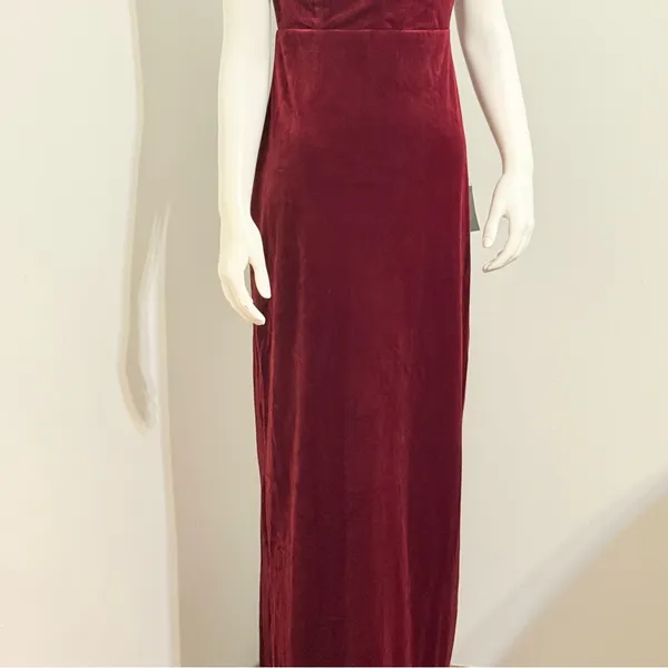 Feeling Flawless Burgundy Velvet V-Neck Maxi Dress Lulus Size S - Image 7