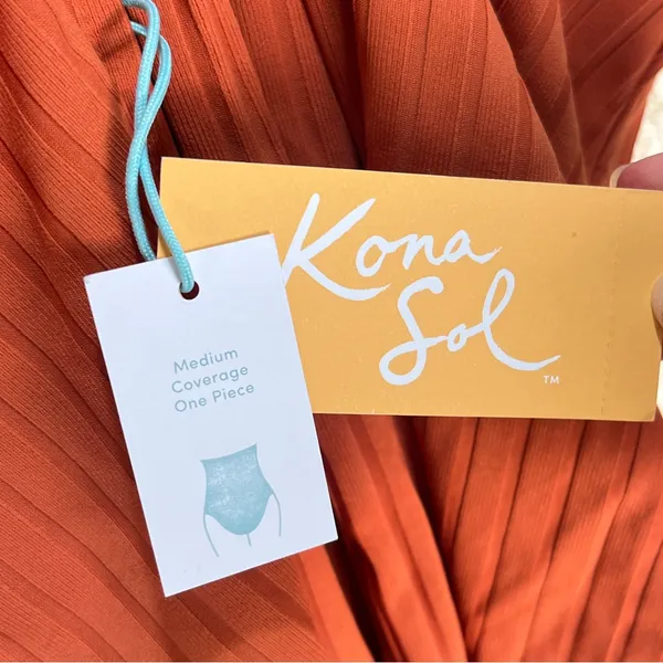 Flawed NWT One-Piece Swimsuit Orange‎ Kona Sol sz medium 8-10 bathing suit - Image 10