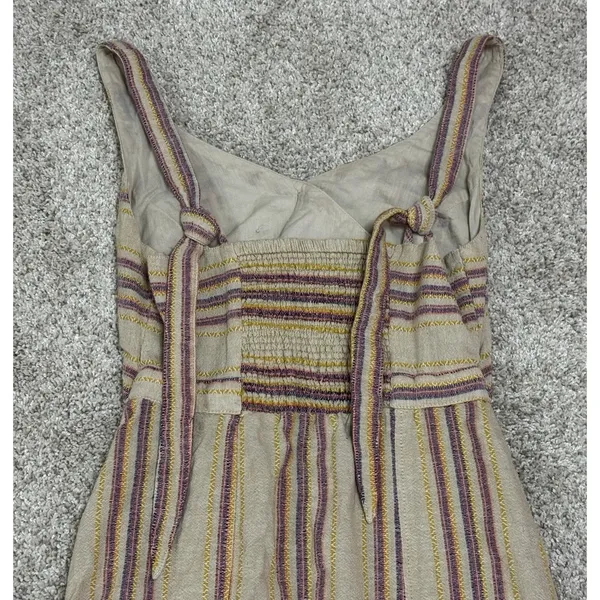 Free People Ultraviolet Midi Cotton Linen Cutout Striped Dress Size SP - Image 8