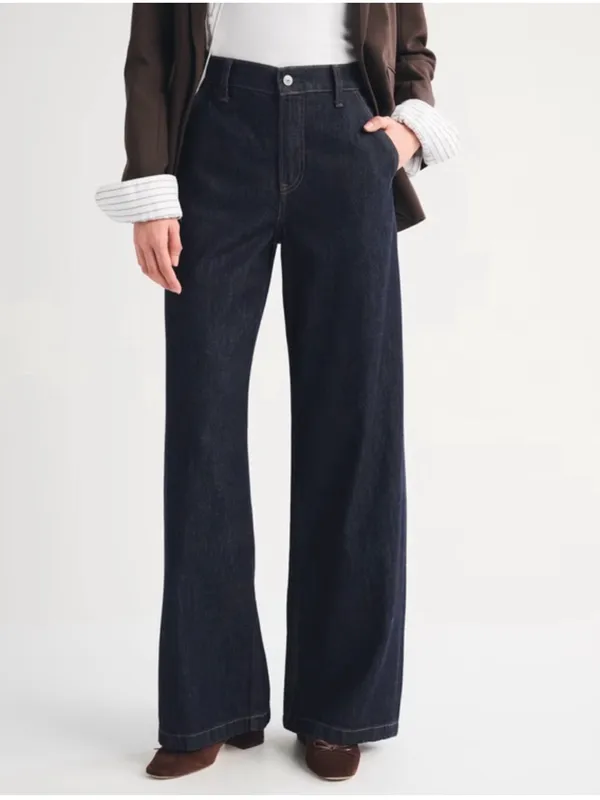 Abercrombie & Fitch Curve Love High Rise Wide Leg Trouser Jean size 27 Long - Image 6