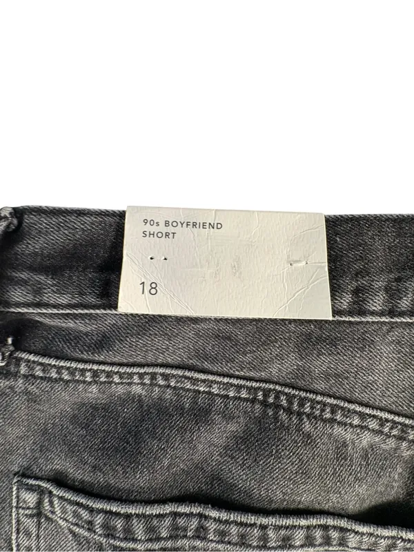 American Eagle Jorts Womens 18 Black Denim 90s Boyfriend Bermuda Raw Hem NWT - Image 3