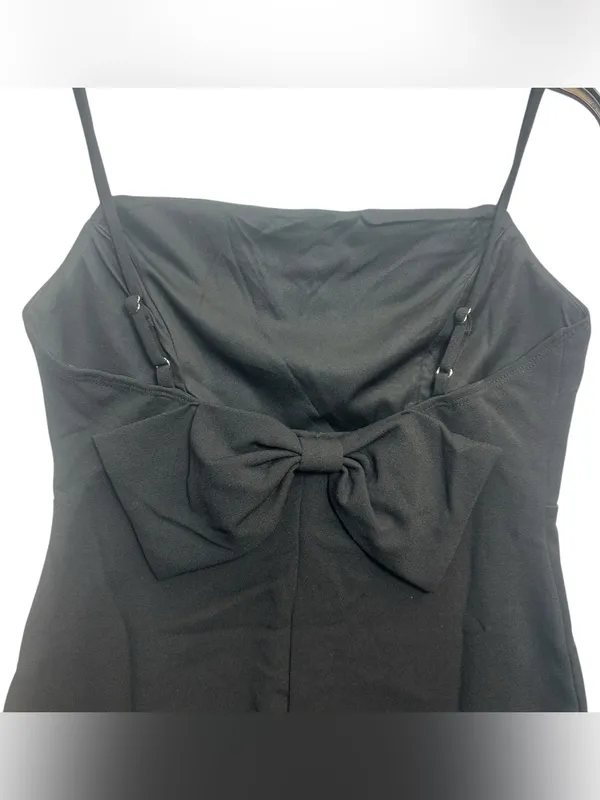 Windsor Black Bow Back Bodycon Mini Dress Women’s L Spaghetti Strap NWT - Image 5