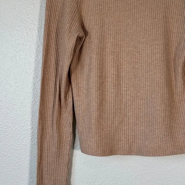 Group Babaton Tan Ribbed Turtleneck Sweater Womens M Neutral Classic Minimalist - Image 9