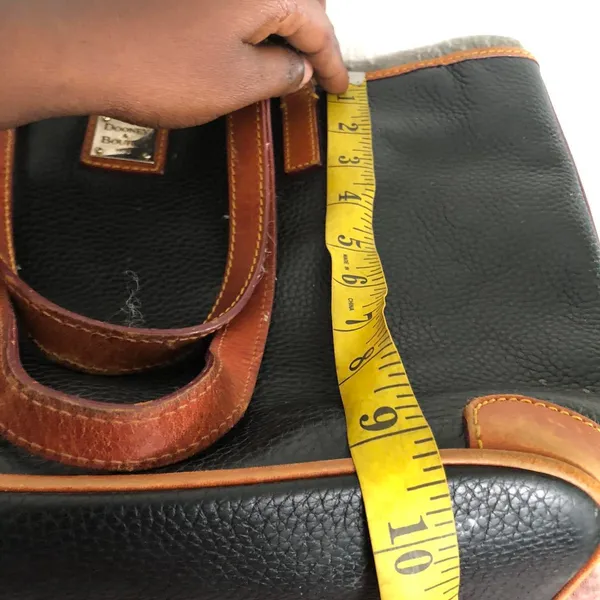 Dooney & Bourke Charleston Black Brown Leather Tote Satchel Shoulder Hand Bag Purse Vintage Measurement in pics - Image 6