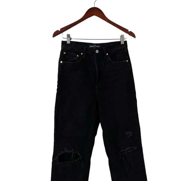 ARITZIA Denim Forum The Bonet High Rise Loose Black Ripped Destroyed Jeans - Image 5