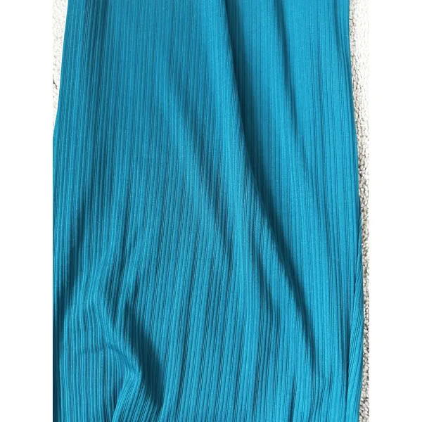 Modern Works Women's Plus Elastic Waist Pull-on Teal Crinkle Wide Leg Trouser 1X - Image 4