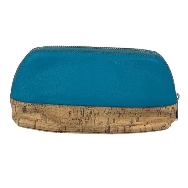 Lauren Ralph Lauren Teal Cork Cosmetic Bag Makeup Pouch Zippered‎ Organizer - Image 2